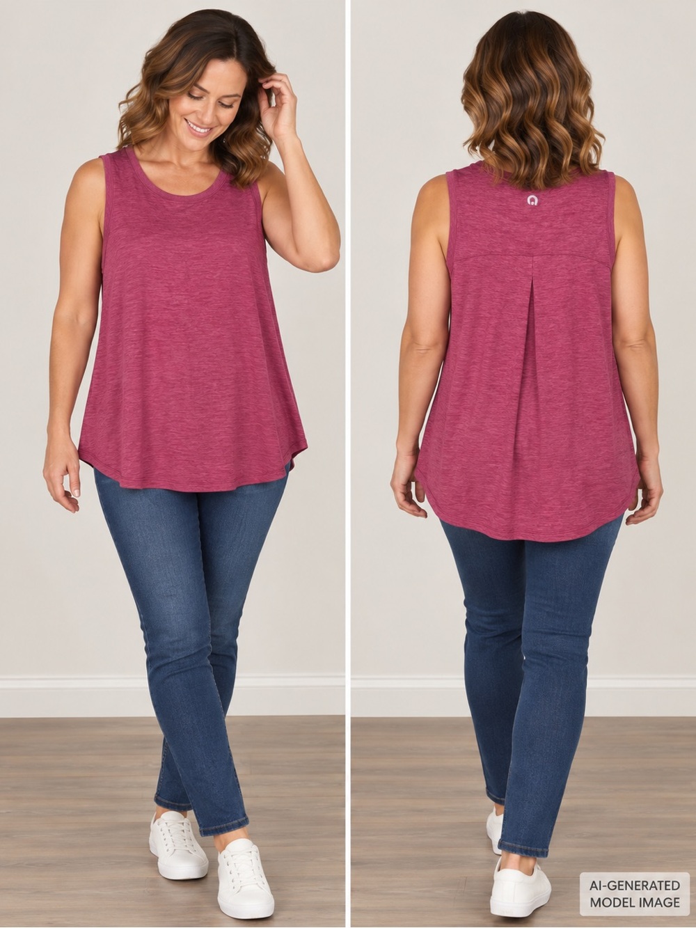 Hyba Magenta Sleeveless Active Tank Top - Lightweight Everyday Layer
